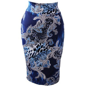Thalia Sodi Scuba Skirt - Blue Print - Large